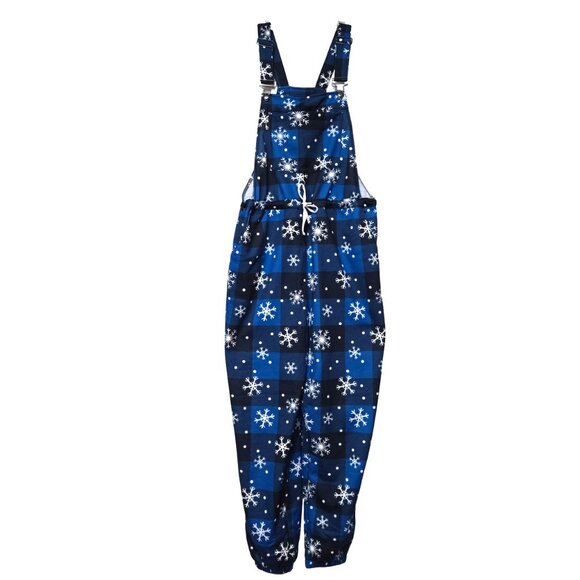 Women Overall Pajamas L Warm Soft Knit Après Ski Snowflake Blue White NWT - Picture 2 of 11